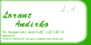lorant andirko business card