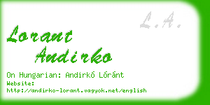 lorant andirko business card